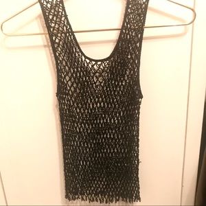 Black Hand Beaded Tank Top